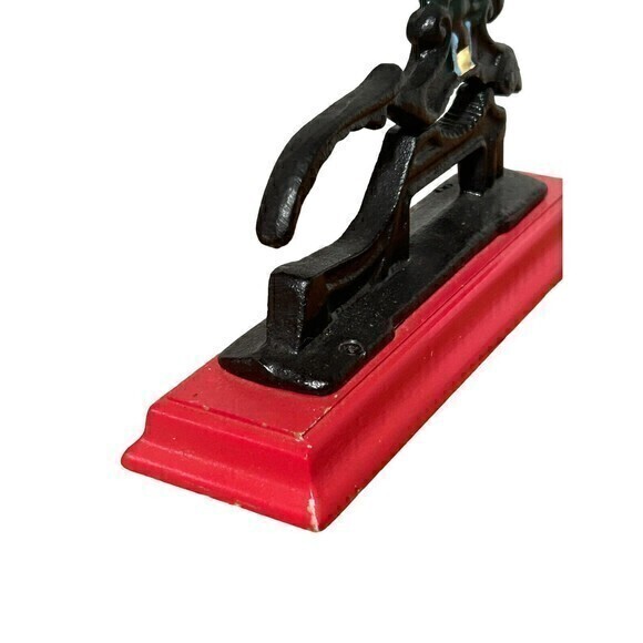 Hand Paint Metal Cast Iron Lever Style Soldier Nutcracker Wood Base 7"L… - Picture 6 of 8